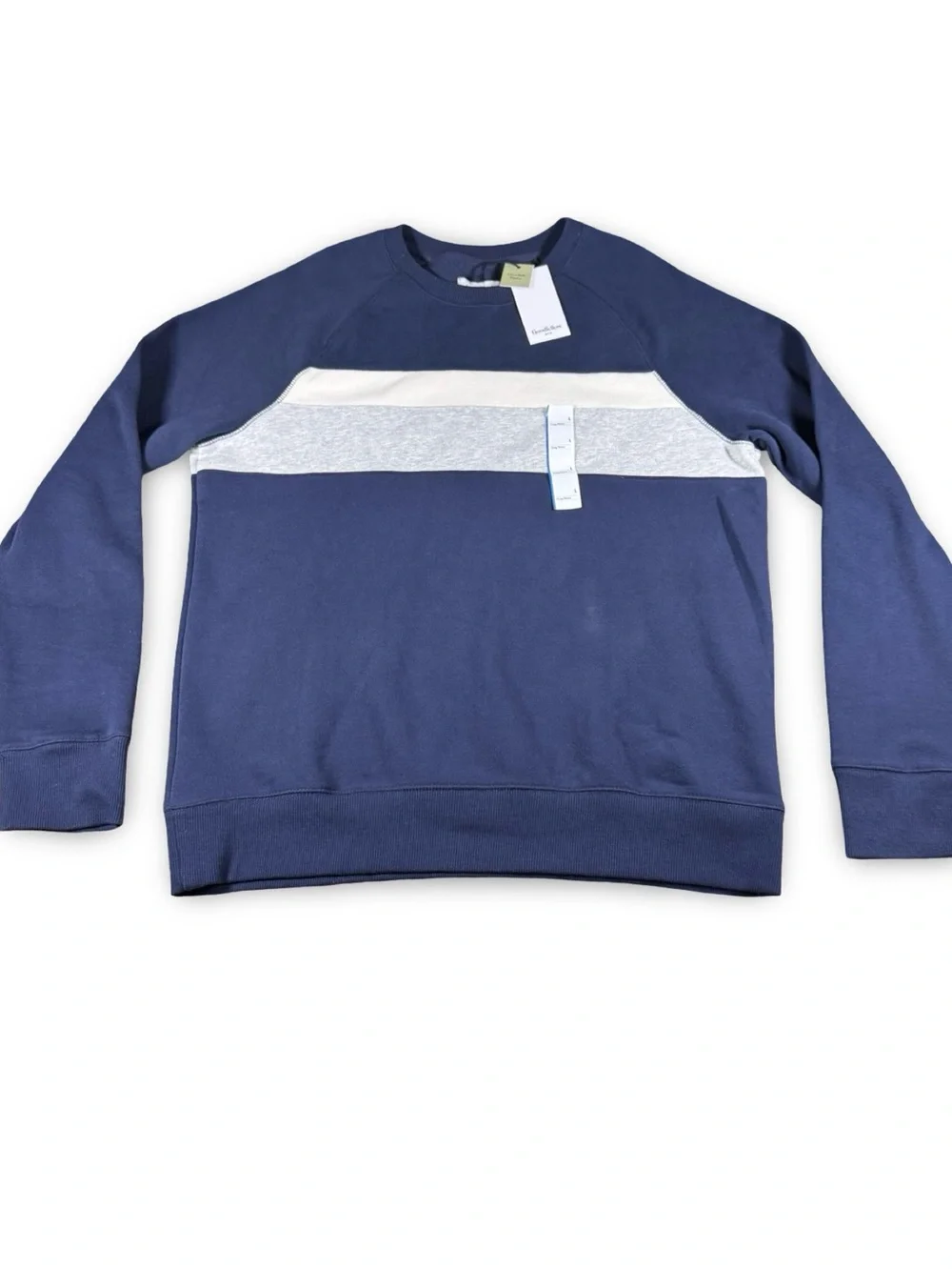 Goodfellow & Co Sweatshirt Navy Blue, White and Grey Stripe Men's Pullover Large
